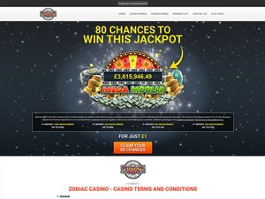 Zodiac Casino website